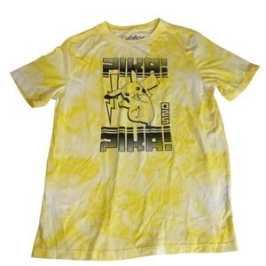 Pokemon Pikachu “Pika! Pika!” Tie-Dye Youth‎ T-Shirt Yellow White Unisex
